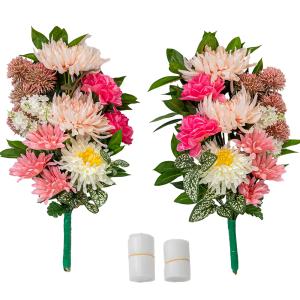 仏花 造花 ユリと菊の花束 一対 お墓用 シルクフラワー お仏壇 お供え