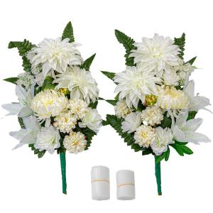 アネモネ ユリ ダリア しきみ(樒)付き 造花 2束 固定具付き 仏花 お墓
