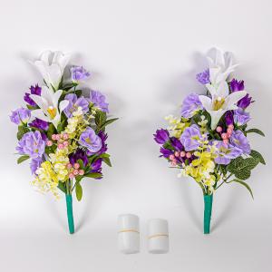 仏花 造花 ユリとりんどうと小菊の花束一対 お仏壇 お墓用 CT