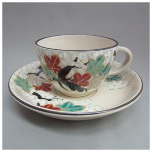 九谷焼 吉田美統【人間国宝】九谷焼コーヒー碗皿（カップ＆ソーサー