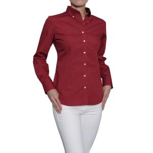 レディースシャツスリムフィット 形態安定 長袖 ボタンダウン 日本製