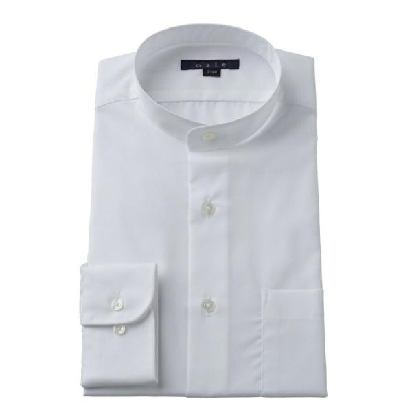 ワイシャツ メンズ 長袖 スタンドカラー 形態安定 綿100% ドレスシャツ レギュラーフィット プ...