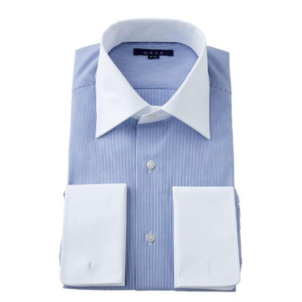 ワイシャツ メンズ 長袖 ビジネスシャツ Yシャツ カッターシャツ ダブルカフス ワイドカラー プレ...