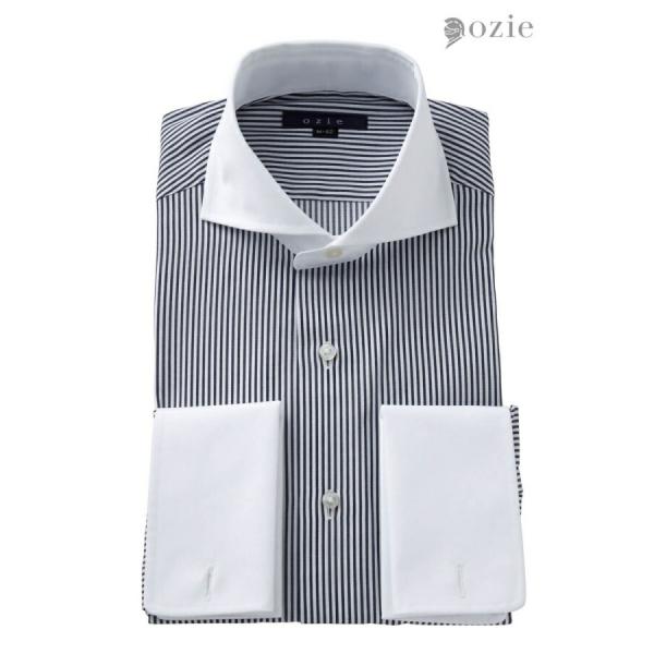 ワイシャツ メンズ 長袖 カッターシャツ yシャツ ビジネスシャツ 綿100％ ホリゾンタルカラー ...