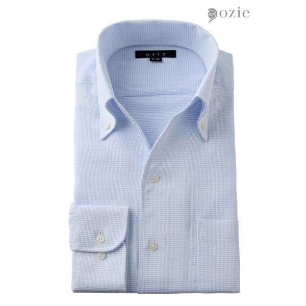 ワイシャツ メンズ 長袖 カッターシャツ yシャツ ビジネスシャツ イージーケア ボタンダウン スキ...