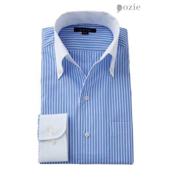 ワイシャツ メンズ 長袖 ビジネスシャツ Yシャツ カッターシャツ 形態安定 ボタンダウン スキッパ...