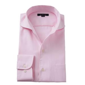 イタリアンカラー ワイドカラー ワイシャツ メンズ 長袖 プレミアムコットン 形態安定 ビジネスシャツ おしゃれ 3L 4L ピンク｜ozie