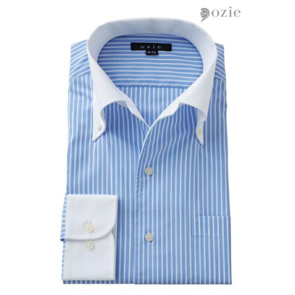 ワイシャツ メンズ 長袖 カッターシャツ yシャツ ビジネスシャツ 形態安定 ボタンダウン イタリア...