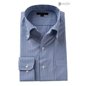 レプリカ品 ポリスグッズ Yシャツ ワイシャツ 長袖 青色 官給品ではありません ozie（オジエ） ワイシャツ メンズ 長袖 イタリアンカラー ブルー 青