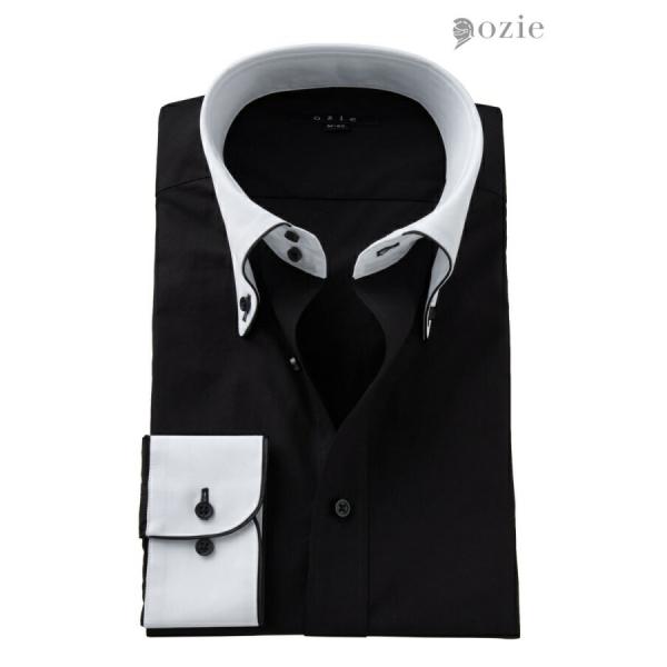 ワイシャツ メンズ 長袖 カッターシャツ yシャツ カジュアルシャツ ボタンダウン クレリック 衿高...