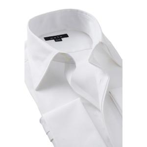 ワイシャツ メンズ 長袖 ビジネスシャツ Yシャツ ワイドカラー ドゥエボットーニ ホワイト 白 ダブルカフス ポケット無し ビジネスシャツ おしゃれ