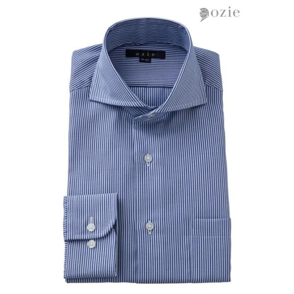 ワイシャツ メンズ 長袖 カッターシャツ yシャツ ビジネスシャツ ホリゾンタルカラー 形態安定