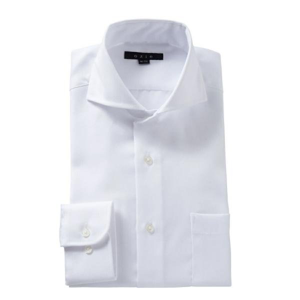 ワイシャツ メンズ 長袖 カッターシャツ yシャツ ビジネスシャツ ホリゾンタルカラー 形態安定 白