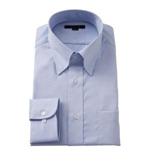 ワイシャツ メンズ 長袖 ビジネスシャツ Yシャツ カッターシャツ 形態安定 スナップダウン ブルー 綿100％ プレミアムコットン おしゃれ 大きいサイズ｜ozie