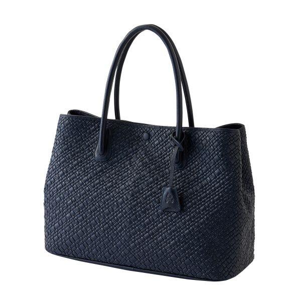 メンズ トートー バッグ 本革 ビジネスバッグ レザー 鞄 カバン イントレチャート 山羊革 ネイビ...