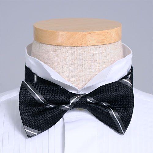 蝶ネクタイ メンズ 黒 結婚式 ボウタイ 蝶タイ ネクタイ フォーマル シルクストライプ 日本製 ギ...