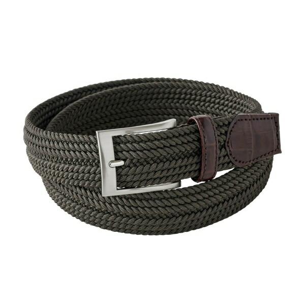 ベルト メンズ メッシュベルト カジュアル レザー 牛革 本革 レーヨン おしゃれ カーキ 緑 イタ...