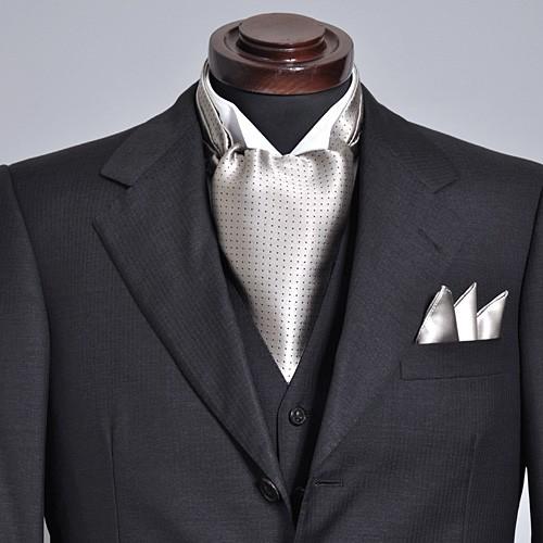 アスコットタイ チーフセット シルク100％ 日本製 ドット オジエ ozie おしゃれ