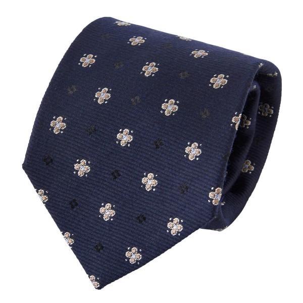 ネクタイ ウールタイ ウール毛 シルク絹 ネイビー 小紋 日本製 メンズ 小物 おしゃれ 大検幅8c...