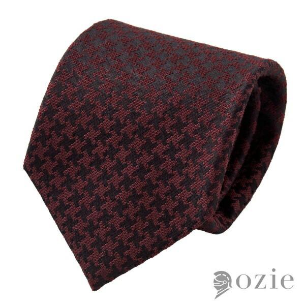 ネクタイ ウールタイ ウール毛 シルク絹 ワインレッド 千鳥格子 日本製 メンズ 小物 おしゃれ 大...