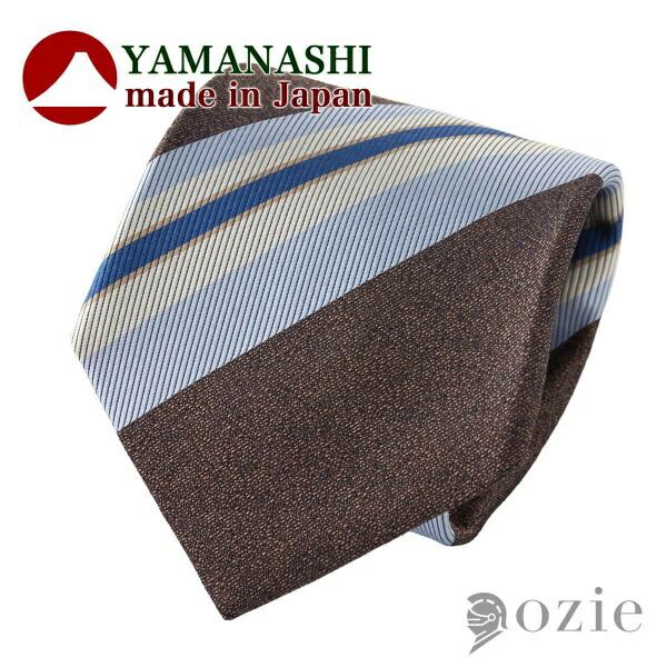 ネクタイ 山梨ファブリック メランジ ブラウン 日本製 レジメンタル おしゃれ シルク ギフト プレ...