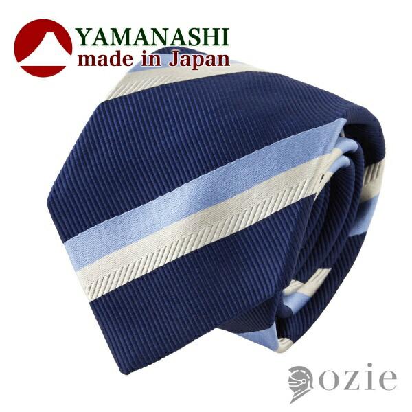 ネクタイ 山梨ファブリック モガドール ネイビーブルー 日本製 レジメンタル おしゃれ シルク ギフ...
