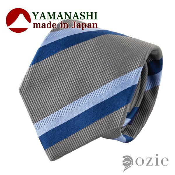 ネクタイ 山梨ファブリック モガドール グレー 日本製 レジメンタル おしゃれ シルク ギフト プレ...