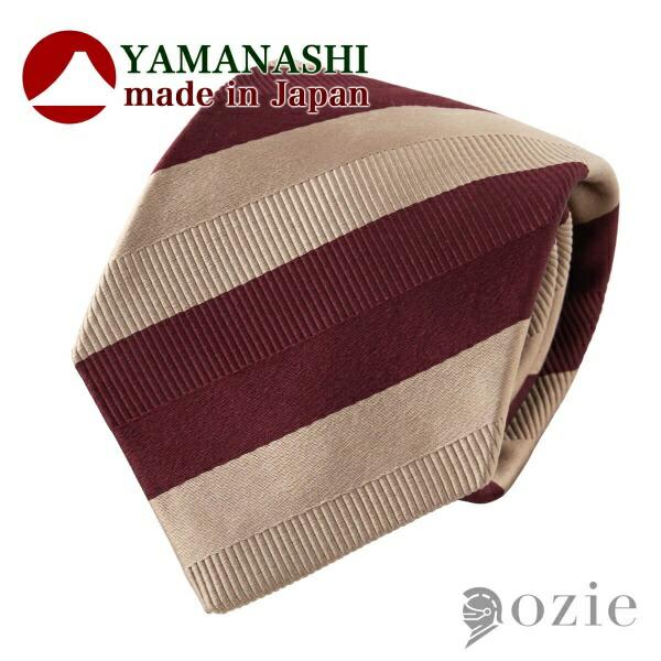 ネクタイ 山梨ファブリック モガドール ワインレッド ゴールド 日本製 レジメンタル おしゃれ シル...