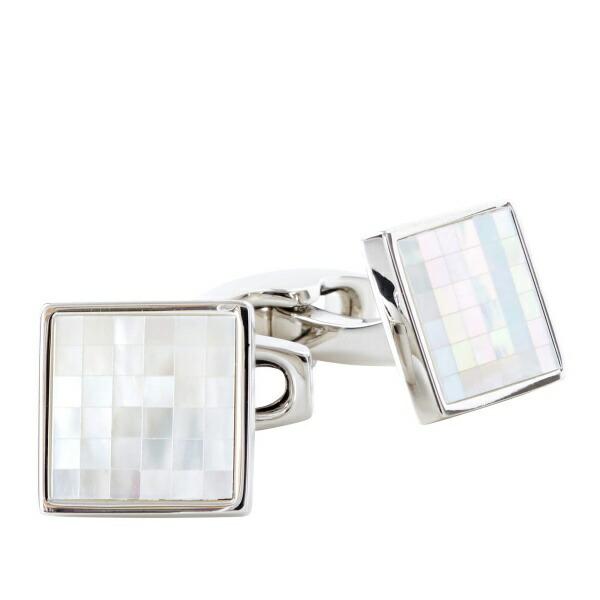カフリンクス カフスボタン サイモンカーター イギリス製  ブランド 正方形 白蝶貝 ホワイトxシル...