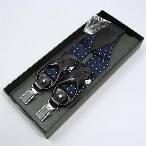 サスペンダー メンズ 紺 結婚式 フォーマル ドット 日本製 ギフト パーティー イベント 制服 ユ...