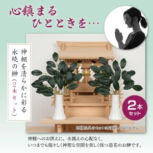 榊 造花 サカキ 2本セット 約35cm (枯...の詳細画像1