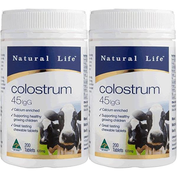 [Natural Life] 免疫ミルク錠（初乳：コロストラム）２ビン・200チュアブル錠 オースト...