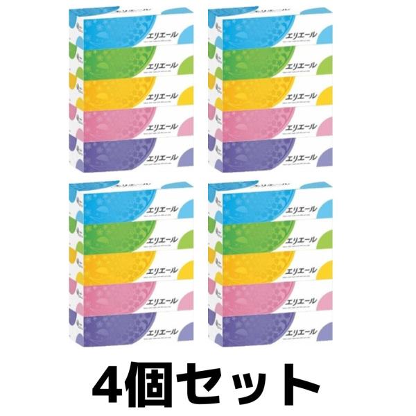 (4個セット) エリエール　BOX ティッシュ　ペーパー180組×5箱パック (まとめ買い)