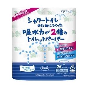 エリエール シャワートイレのためにつくった吸水力が2倍のトイレットペーパー 4ロール（ダブル）