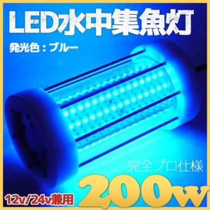 LED 水中集魚灯 プロ仕様 200w 青色 12v-24v対応 20000lm ブルー イカ釣り 海 レジャー アウトドア｜p-and-d