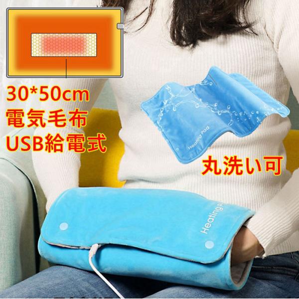 電気毛布 電熱掛け毛布 USB給電式 30×60cm 暖かい毛布 防寒 丸洗い ヒーター アウトドア...