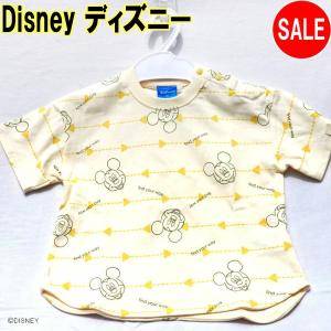 Disney ディズニー 子供服 Ｔシャツ 半袖 ミッキー △ 総柄 イエロー 黄色 (サイズ：90.95) 32110207802｜p-ark