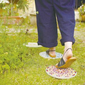 ステップストーン 飛び石 モザイク ラウンド ガラス