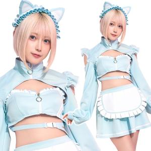 SugarWhip 猫耳ジャージメイド みずいろ　　/ねこみみメイド コスプレ コスチューム 猫 衣装 仮装 大人用 レディース ハロウィン イベント (A-2112_906285)｜p-kaneko