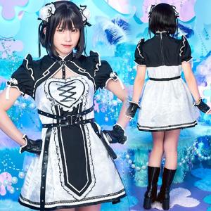 サイバーイリス ロリータチャイナ /近未来 コスプレ サイバー感 衣装 レディース コスチューム モノトーン ハロウィン イベント (A-2178_908340)