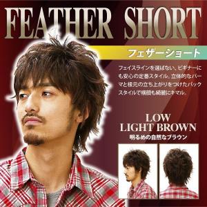ヘアネット付 ラパンドアールオム フェザーショート ローライトブラウン      /メンズウィッグ 男性用 かつら コスプレ ファッション イベント (5662)｜パーティークラッカーのカネコ