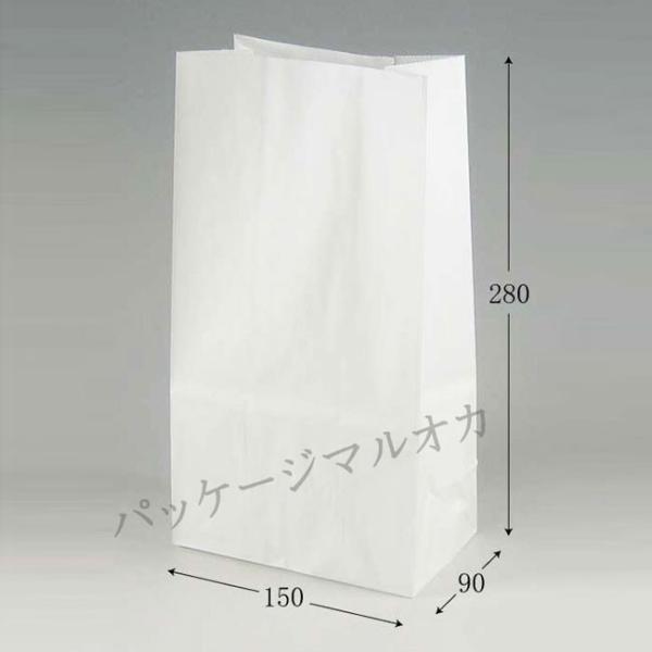 “送料無料/直送” 角底袋 No.6 晒白無地 (マチ巾9cm) (幅150 マチ90 長さ280 ...
