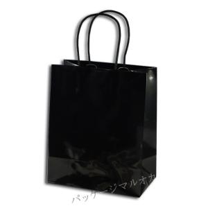 手提げ紙袋 PBスムース M-1 黒 22ｃｍ巾 (巾220 マチ120 長さ265 アクリルロープ芯入) 10枚｜p-maruoka
