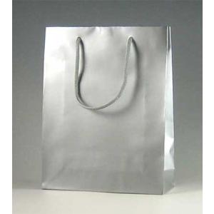 手提げ紙袋 ブライトバッグ MM 銀 18.5cm巾 (巾185 マチ65 高さ240) 100枚｜p-maruoka