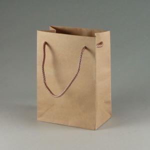 手提げ紙袋 Kバッグ T-4 Nクラフトエンボス（つや無し） 12cm巾 (巾120 マチ70 高さ165 ポリエステル紐) 10枚｜p-maruoka