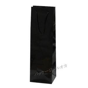 “送料無料/直送” ボトルバッグ ワイン1本 黒 ワイン用紙袋 (縦110 横100 高さ365) 200枚｜p-maruoka