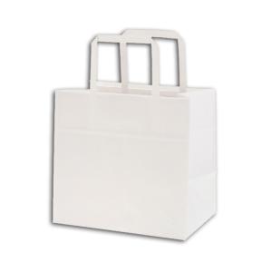 手提げ紙袋 Nフラット 300-1 晒白無地 平紐 120g (巾300 マチ220 高さ