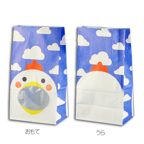 窓付袋 パックンバッグ No.4 ニワトリ（内側全面ラミネート） 角底袋 50枚