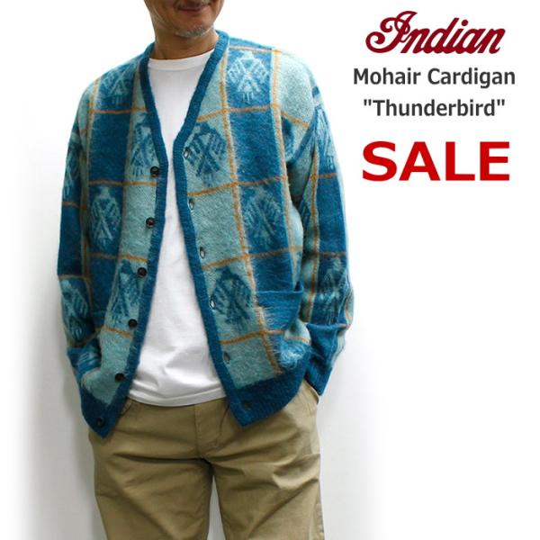 セール！INDIAN(インディアン)　ネイティブ柄モヘアニットカーディガン