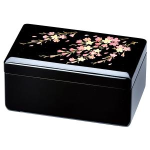 宝石箱【桜さくら】アクセサリーケース 漆器箱　オルゴール付き 黒4.5　21-19-10｜p-orange